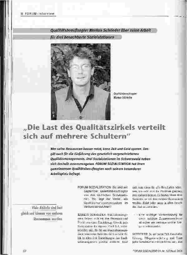 Vorschauseite 1: Die Last des Qualitätszirkels verteilt sich auf mehrere Schultern