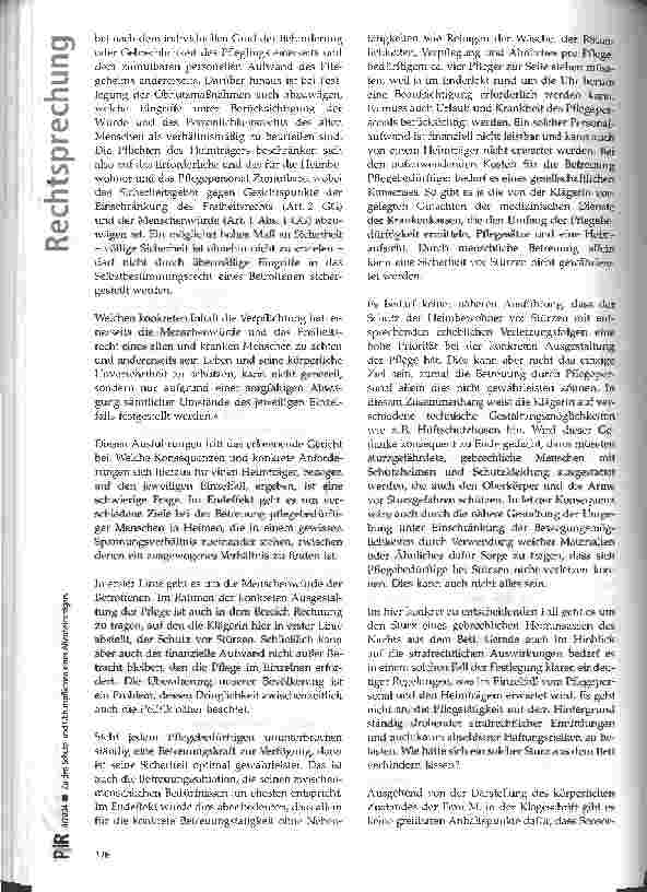 Vorschauseite 3: Zu den Schutzund Obhutspflichten eines Altenheimträgers LG Limburg, Urteil vom 17. 02. 2004