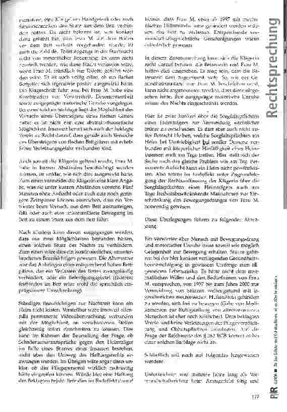 Vorschauseite 4: Zu den Schutzund Obhutspflichten eines Altenheimträgers LG Limburg, Urteil vom 17. 02. 2004