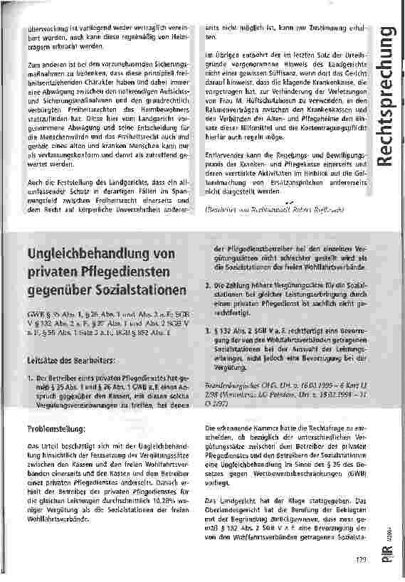 Vorschauseite 6: Zu den Schutzund Obhutspflichten eines Altenheimträgers LG Limburg, Urteil vom 17. 02. 2004