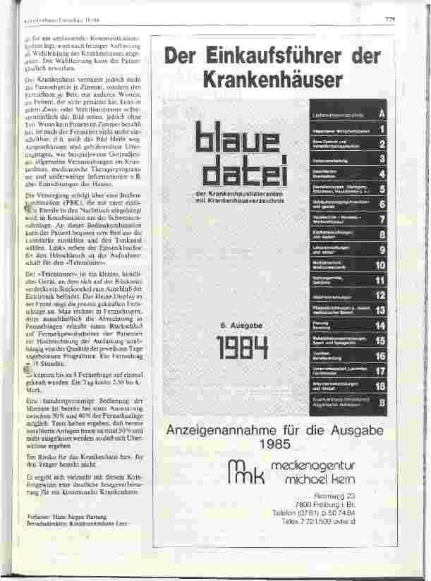 Vorschauseite 3: Patientenfernsehen in Verbindung mit modernen Kommunikationsanlagen in Krankenhäusern
