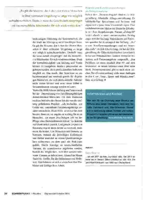 Vorschauseite 2: Bürgerstiftung Altenhilfe der Stadt Hennef -ein zukunftsweisendes Kooperationsmodell