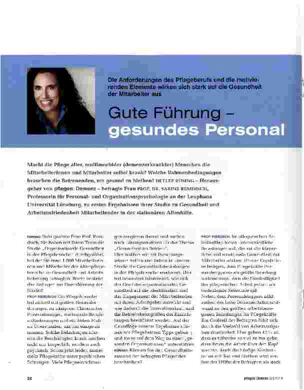 Vorschauseite 1: Gute Führung - gesundes Personal