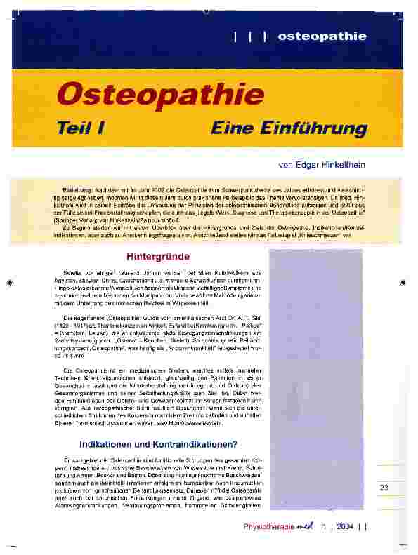 Vorschauseite 1: Osteopathie Teil I Eine Einführung
