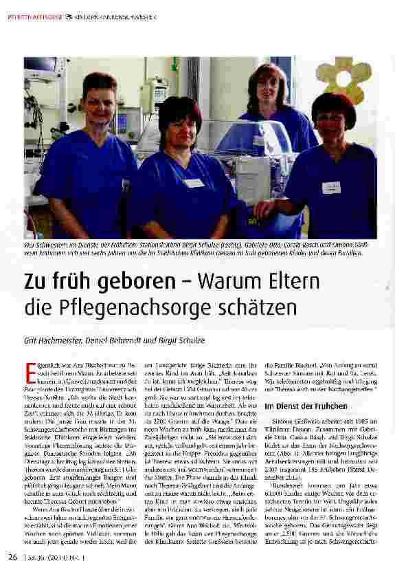 Vorschauseite 1: Zu früh geboren - Warum Eltern die Pflegenachsorge schätzen