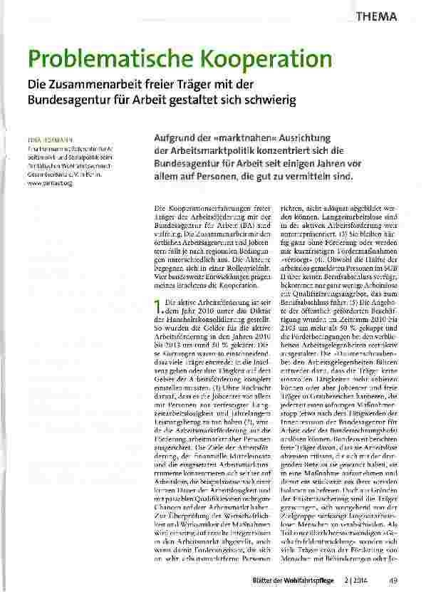Vorschauseite 1: Problematische Kooperation