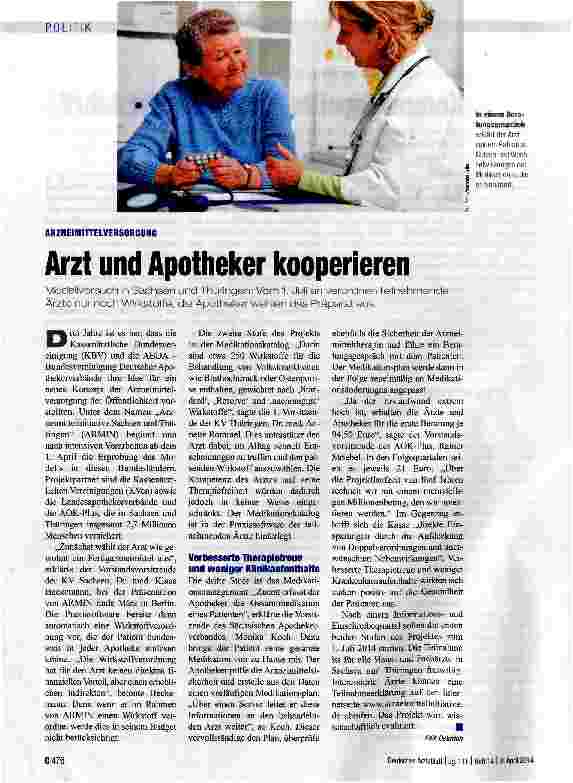 Vorschauseite 1: Arzt und Apotheker kooperieren