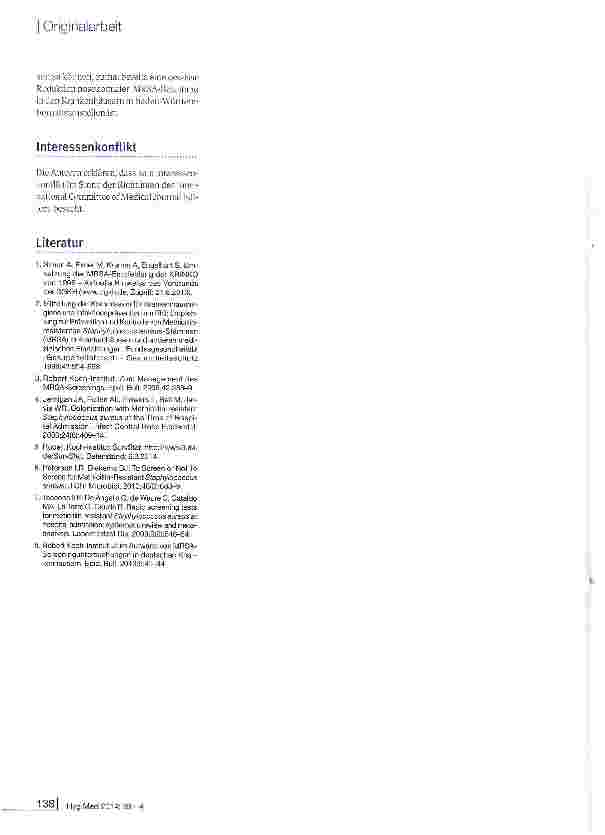 Vorschauseite 6: Seit 2010 in Baden-Württemberg etabliert: Landesspezifisches QS-Verfahren MRSA