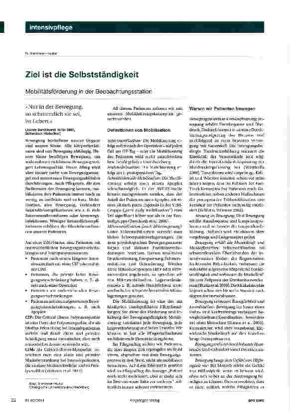 Vorschauseite 1: Ziel ist die SelbstständigkeitMobilitätsförderung in der Beobachtungsstation