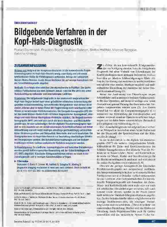 Vorschauseite 1: Bildgebende Verfahren in der Kopf-Hals-Diagnostik