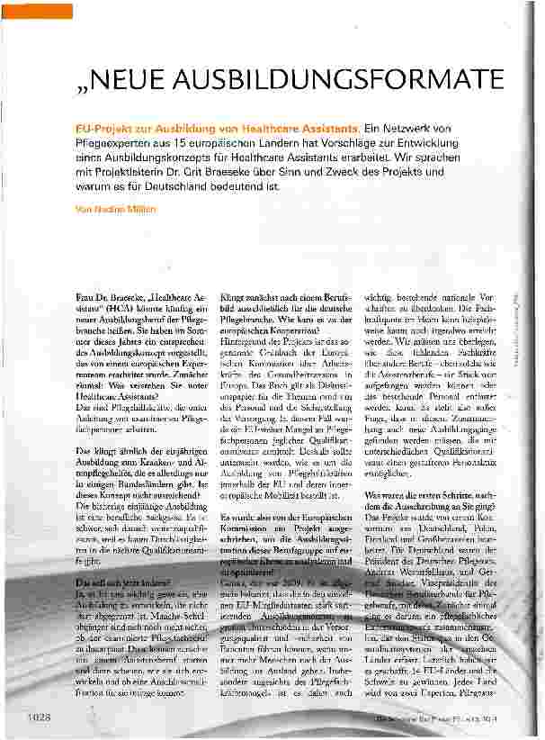 Vorschauseite 1: NEUE AUSBILDUNGSFORMATE MÜSSEN GEFUNDEN WERDEN