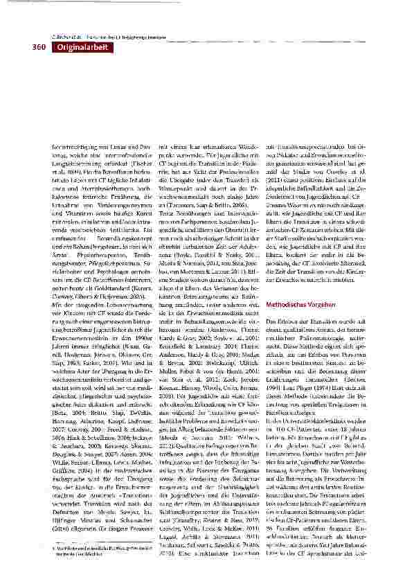 Vorschauseite 2: Transition - Wie Jugendliche mit Cystischer Fibröse und ihre Eltern den Übertritt von der Kinderin die Erwachsenenmedizin erleben