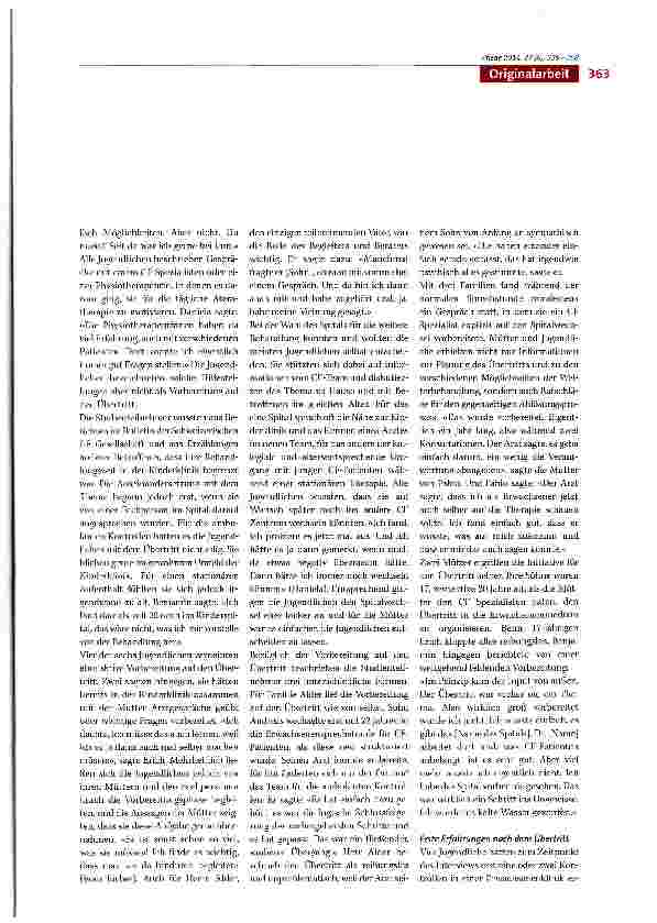 Vorschauseite 5: Transition - Wie Jugendliche mit Cystischer Fibröse und ihre Eltern den Übertritt von der Kinderin die Erwachsenenmedizin erleben