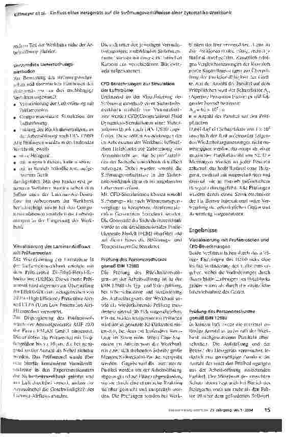 Vorschauseite 3: Einfluss eines Heizgeräts auf die Strömungsverhältnisse einer Zytostatika-Werkbank