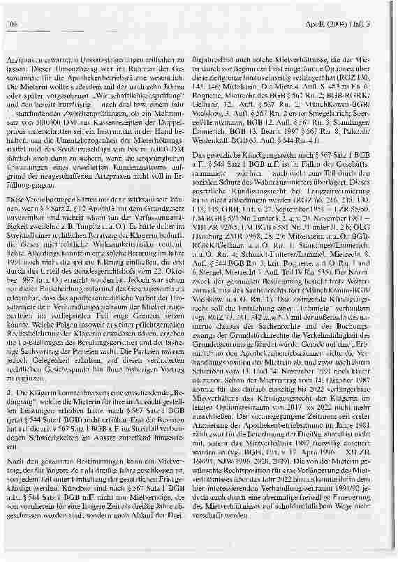 Vorschauseite 3: ApothekenmietverträgeBGH, Urteil vom 27. November 2003, AZ: IX ZR 76/00