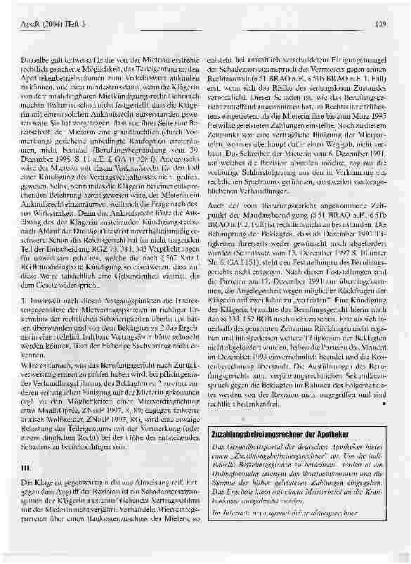 Vorschauseite 4: ApothekenmietverträgeBGH, Urteil vom 27. November 2003, AZ: IX ZR 76/00