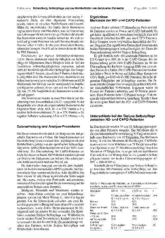 Vorschauseite 3: Behandlungsart, Selbstpflege und das Wohlbefinden von dialysierten Patienten