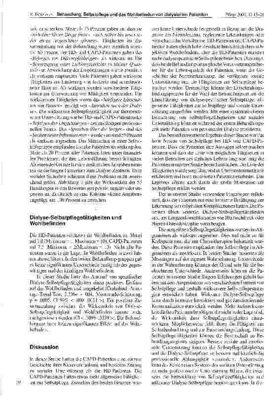 Vorschauseite 5: Behandlungsart, Selbstpflege und das Wohlbefinden von dialysierten Patienten