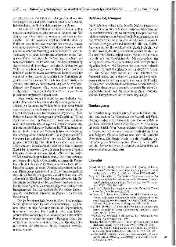 Vorschauseite 6: Behandlungsart, Selbstpflege und das Wohlbefinden von dialysierten Patienten