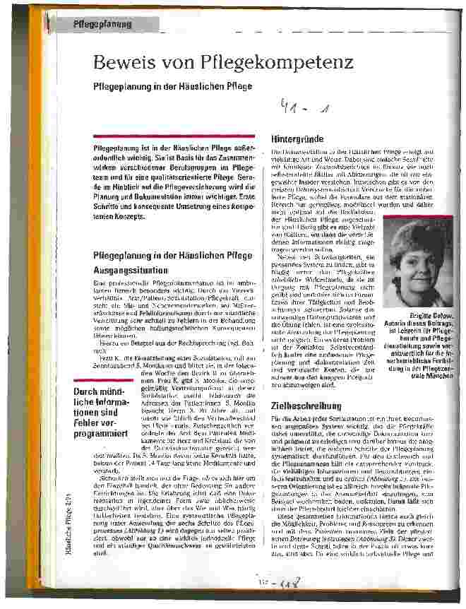 Vorschauseite 1: Beweis von Pflegekompetenz Pflegeplanung in der Häuslichen Pflege