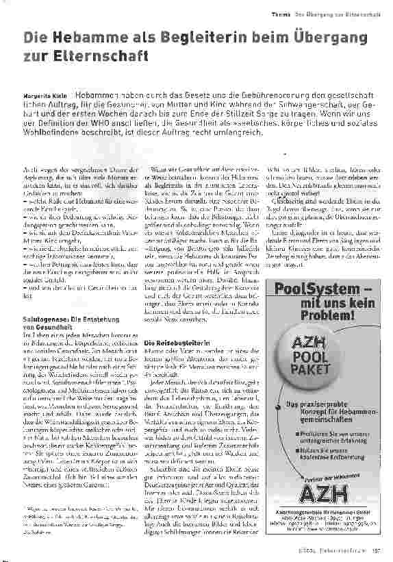Vorschauseite 1: Die Hebamme als Begleiterin beim Übergang zur Elternschaft