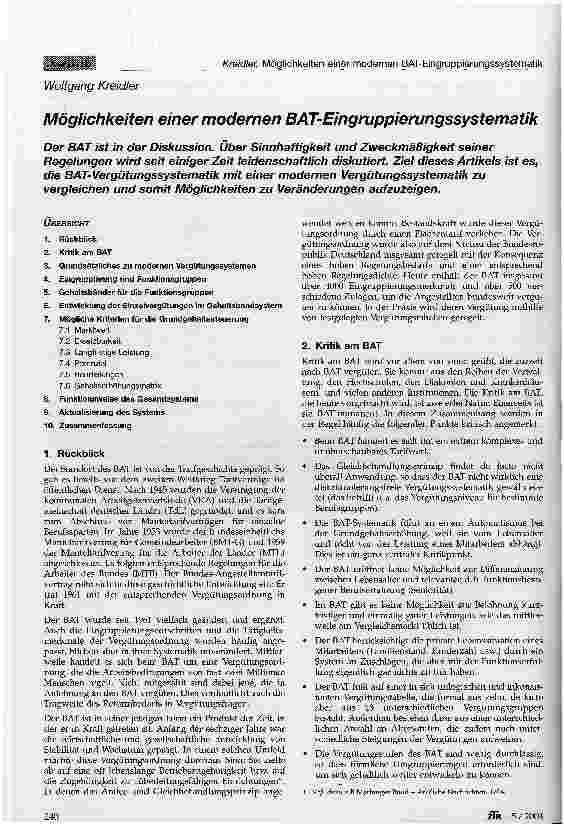 Vorschauseite 1: Möglichkeiten einer modernen BAT-Eingruppierungssystematik