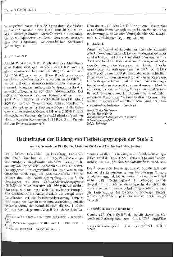 Vorschauseite 1: Rechtsfragen der Bildung von Festbetragsgruppen der Stufe 2