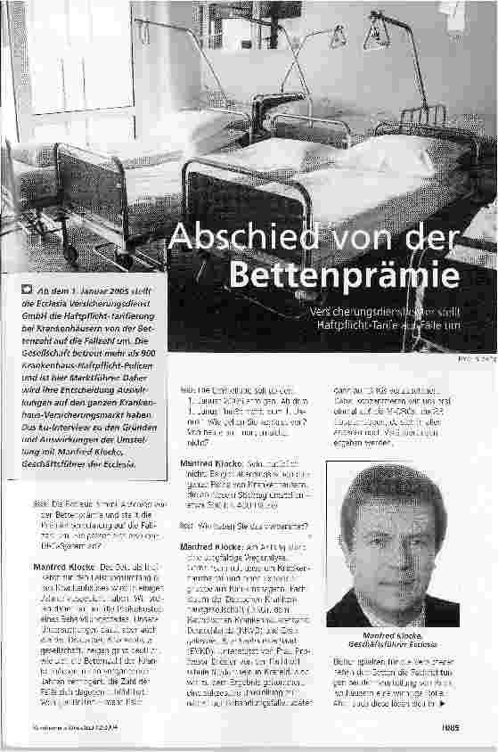 Vorschauseite 1: Abschied von der Bettenprämie