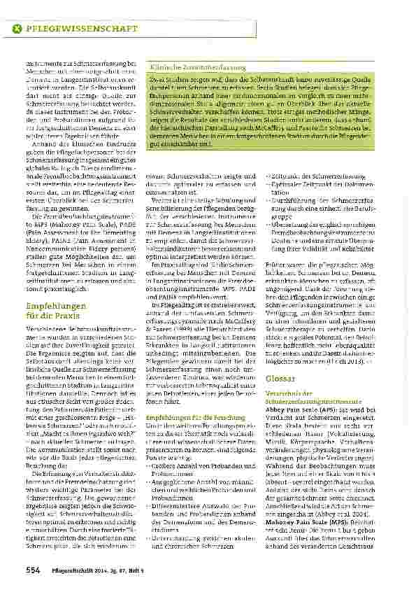 Vorschauseite 3: Schmerzerfassung bei Menschen mit Demenz in Langzeitinstitutionen