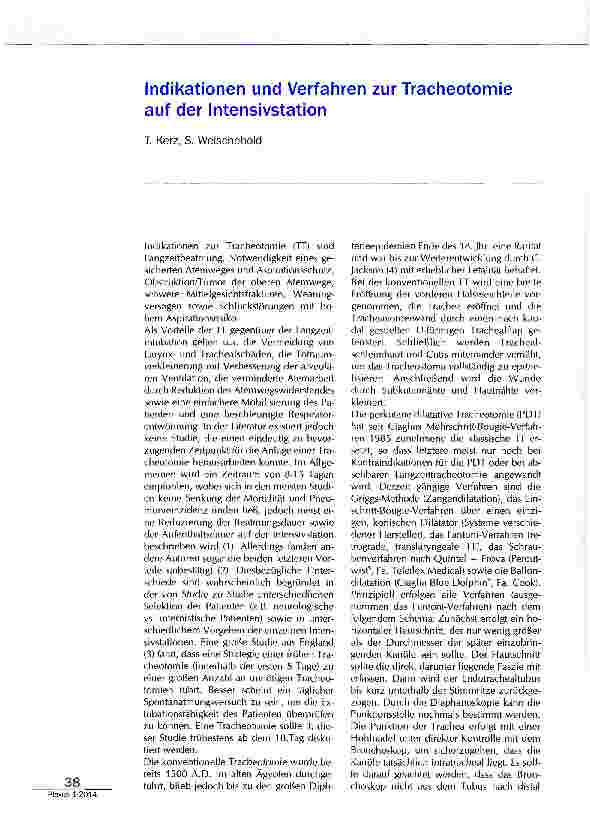 Vorschauseite 1: Indikationen und Verfahren zur Tracheotomie auf der Intensivstation