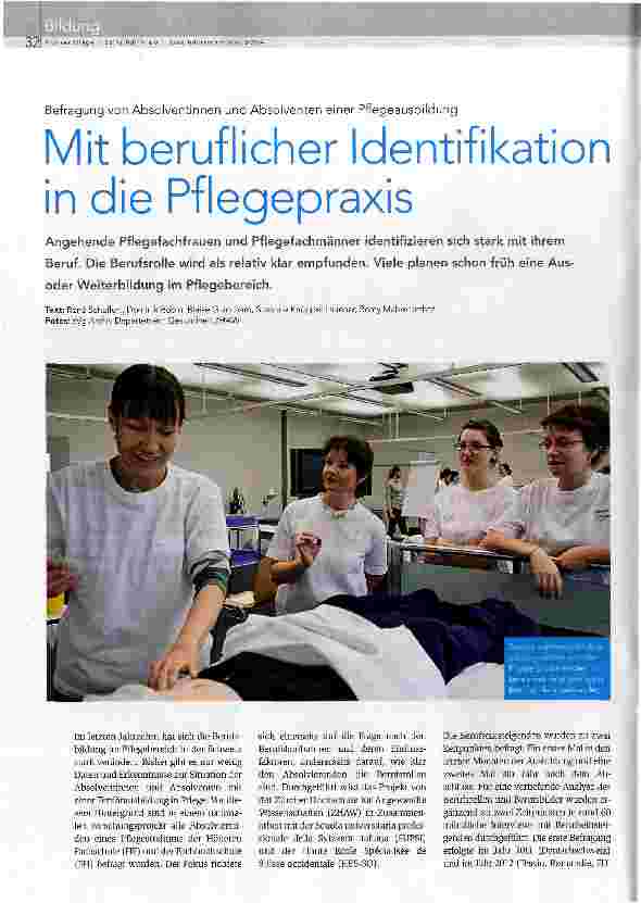 Vorschauseite 1: Mit beruflicher Identifikation in die Pflegepraxis