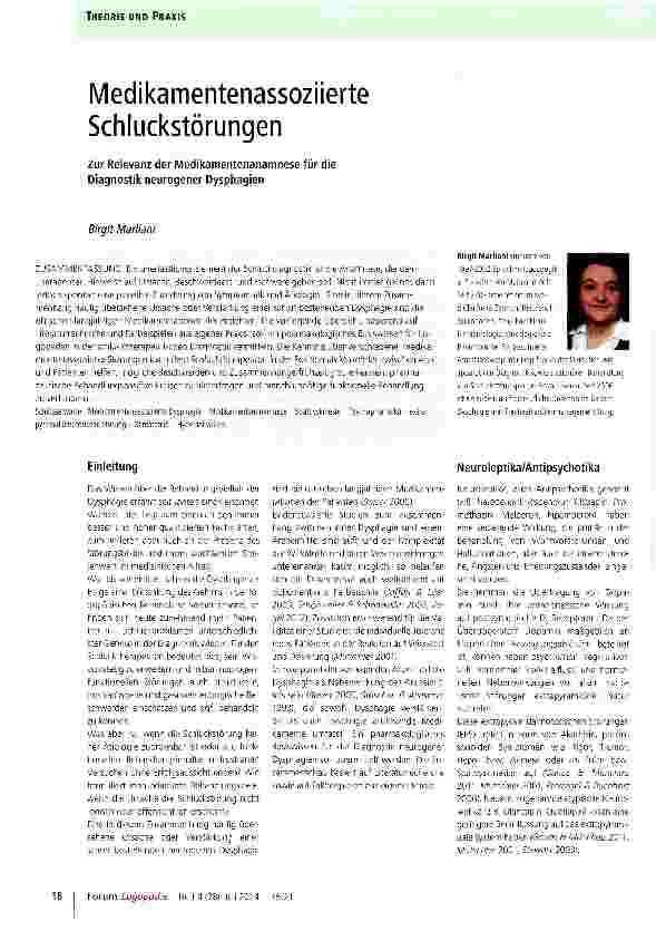 Vorschauseite 1: Medikamentenassoziierte Schluckstörungen
