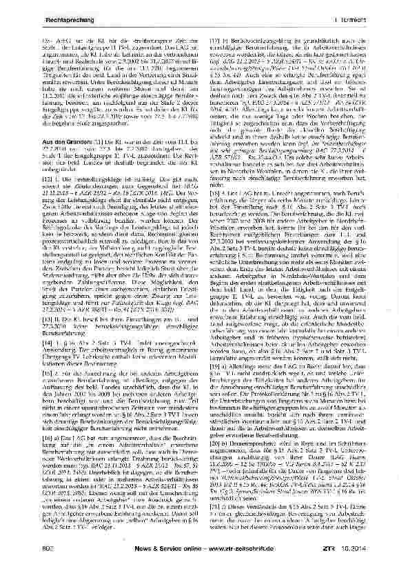 Vorschauseite 3: Einschlägige Berufserfahrung i.S.v. §16 Abs. 2 Satz 3 TV-L - Vorbeschäftigung bei einem anderen Arbeitgeber - Schädlichkeit der Unterbrechung