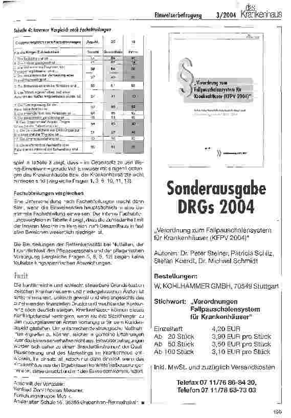 Vorschauseite 4: Wie müssen Krankenhäuser ihre Beziehungen zu den niedergelassenen Ärzten in Zukunft gestalten? Einweiserbefragung als strategisches Element der Marktsondierung