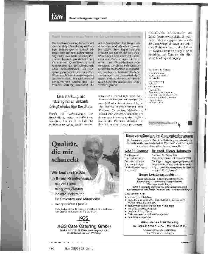 Vorschauseite 3: Rapid Soyrcing im EinkaufDas Universitätsklinikum Düsseldorf realisiert kurzfristig Einsparungen von drei bis vier Millionen Euro