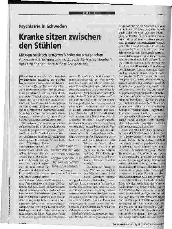 Vorschauseite 1: Kranke sitzen zwischen den Stühlen