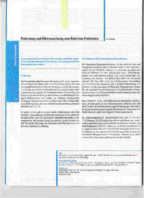 Vorschauseite 1: Fixierung und Überwachung von fixierten Patienten