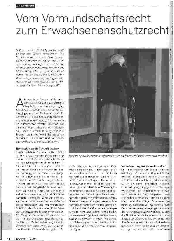 Vorschauseite 1: Vom Vormundschaftsrecht zum Erwachsenenschutzrecht
