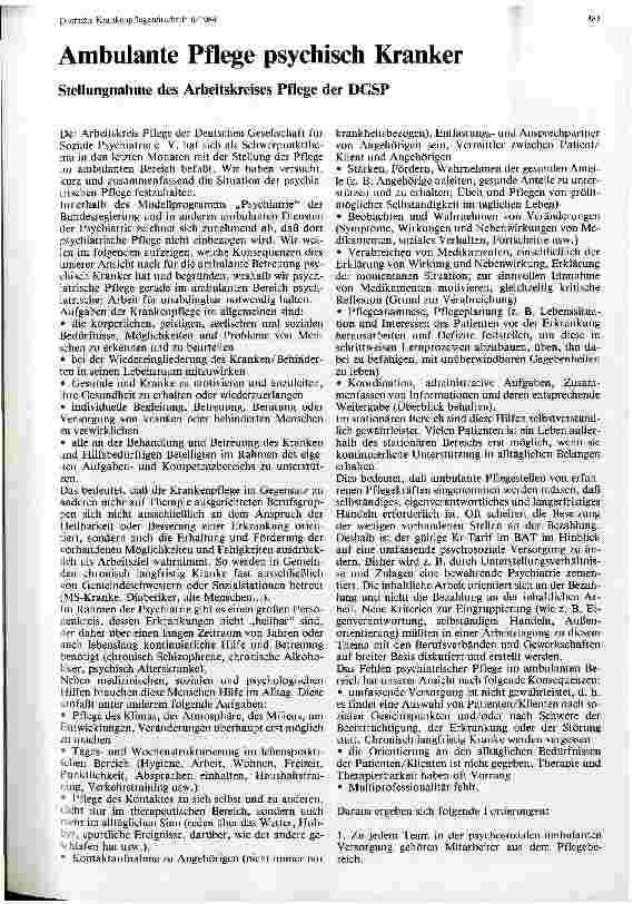 Vorschauseite 1: Ambulante Pflege psychisch Kranker
