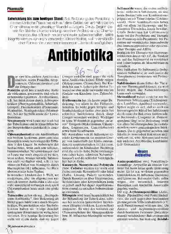 Vorschauseite 1: Antibiotika Entwicklung bis zum heutigen Stand