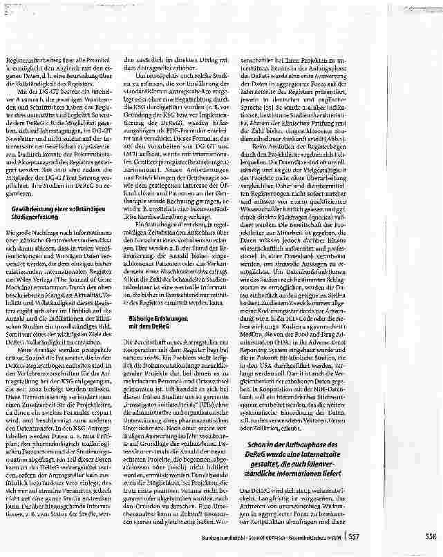 Vorschauseite 4: Das Deutsche Register für somatische Gentransferstudien - DeReGEinrichtung eines zentralen Registers klinischer Gentransferstudien in Deutschland