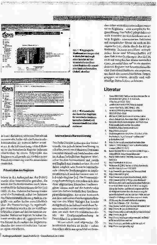 Vorschauseite 5: Das Deutsche Register für somatische Gentransferstudien - DeReGEinrichtung eines zentralen Registers klinischer Gentransferstudien in Deutschland