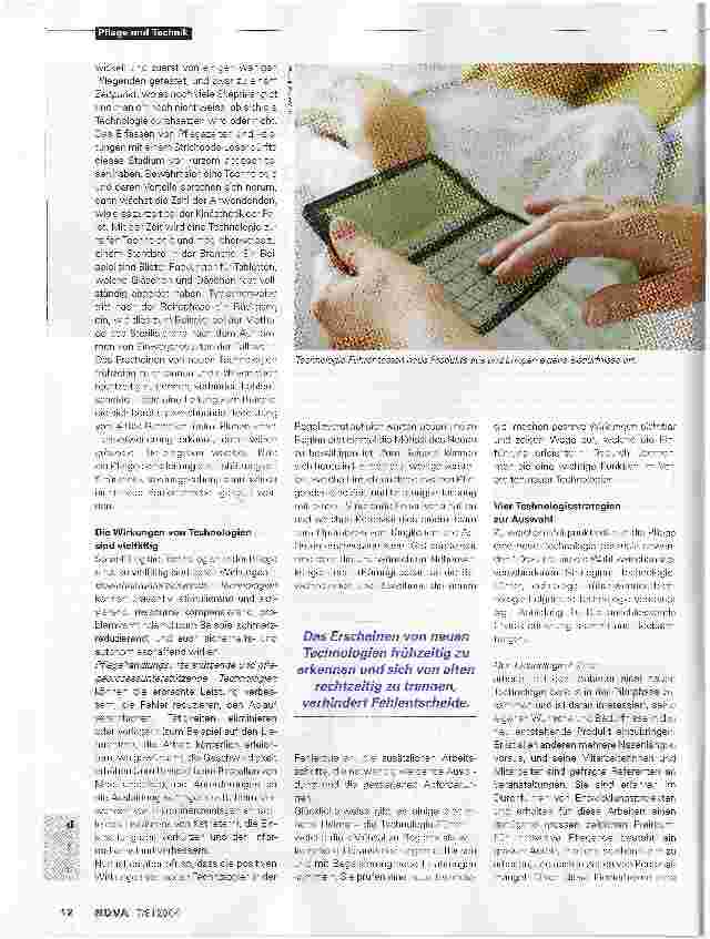 Vorschauseite 2: Verschiedene Strategien sind möglichTechnologien in der Pflege