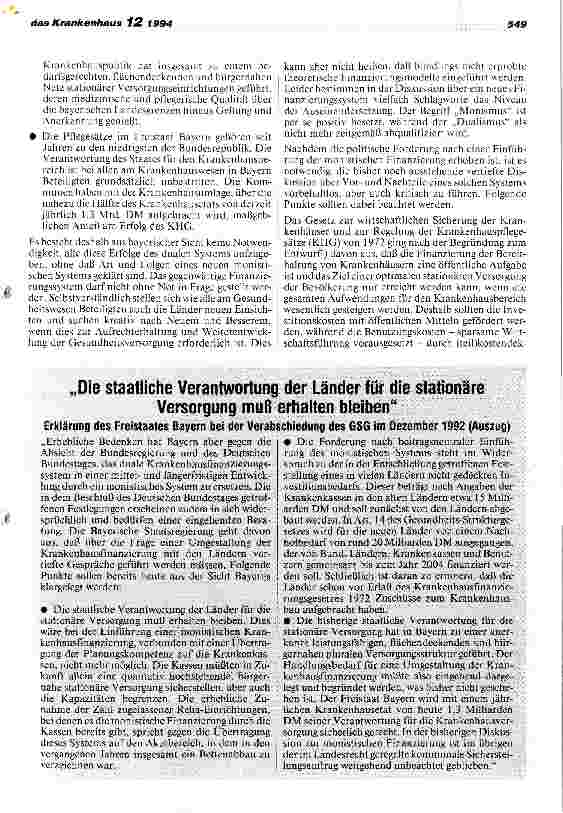 Vorschauseite 2: Saatliche Verantwortung und Krankenhausversorgung- Argumente für das duale Finanzierungssystem