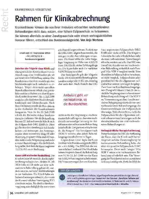 Vorschauseite 1: Rahmen für Klinikabrechnung