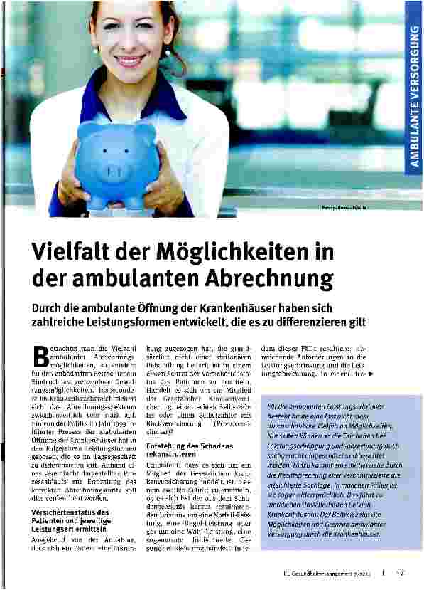 Vorschauseite 1: Vielfalt der Möglichkeiten in der ambulanten Abrechnung