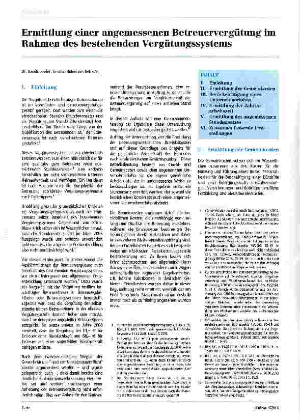 Vorschauseite 1: Ermittlung einer angemessenen Betreuervergütung im Rahmen des bestehenden Vergütungssystems