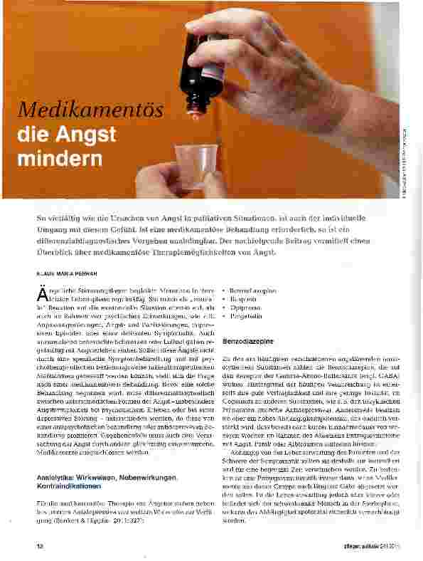 Vorschauseite 1: Medikamentös die Angst mindern