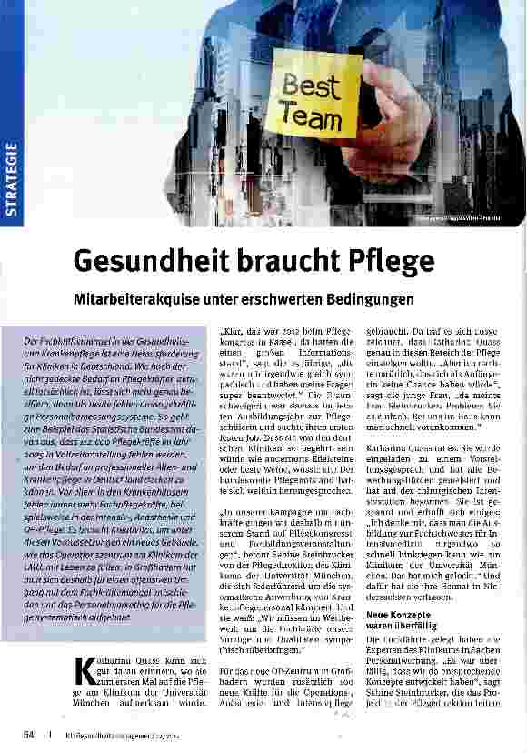 Vorschauseite 1: Gesundheit braucht Pflege