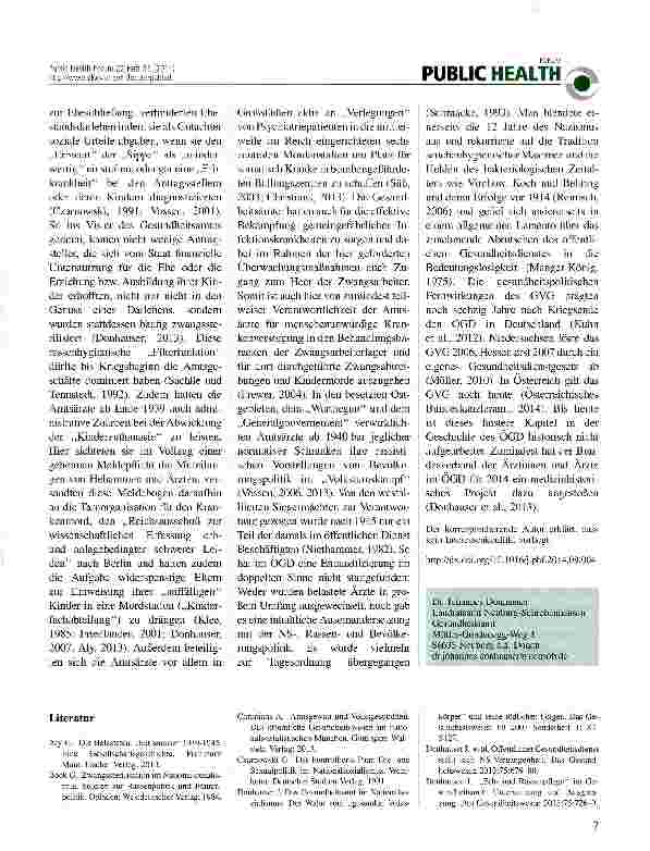 Vorschauseite 2: Vergangenheit und Nichtvergehenwollendes: DerÖGD im Nationalsozialismus